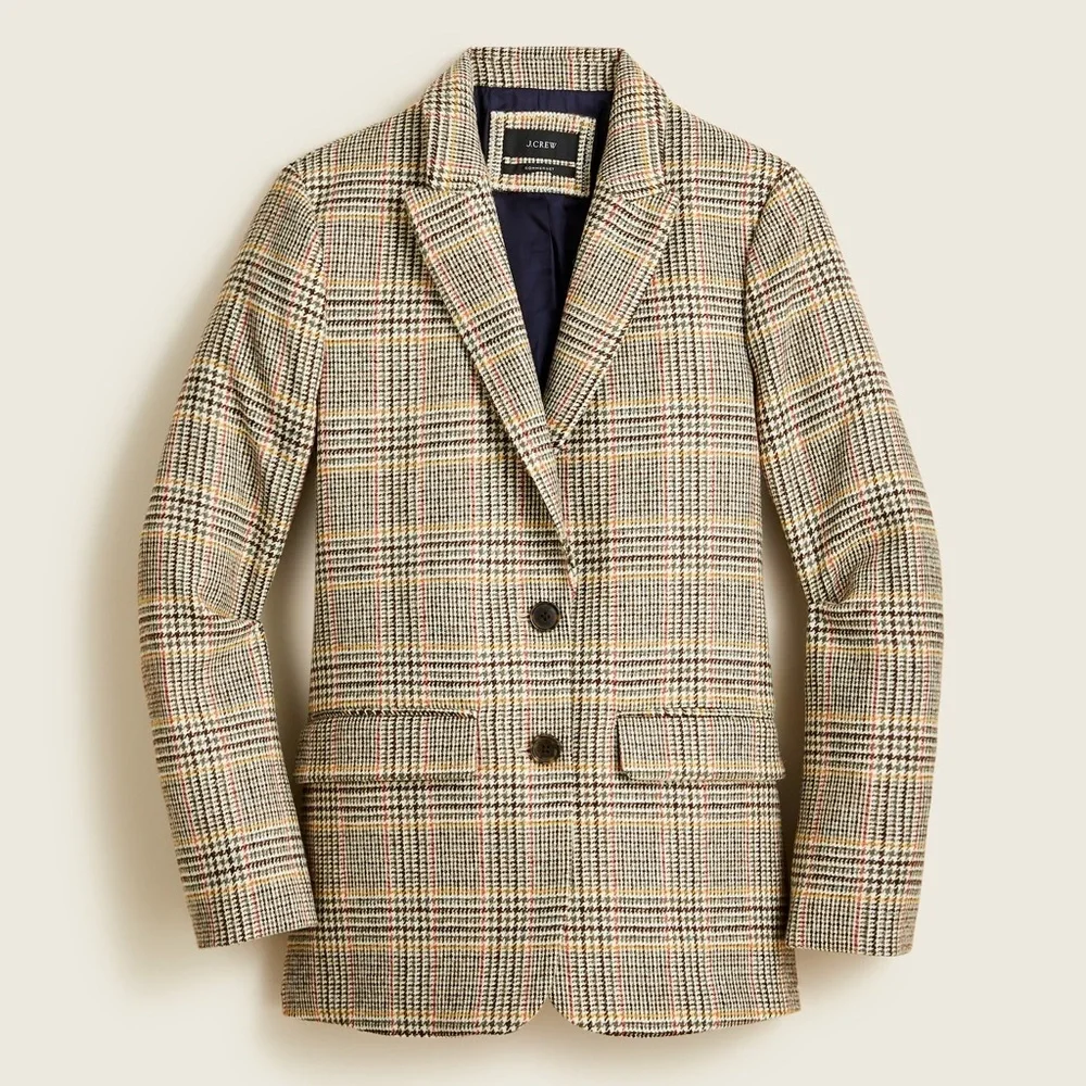 J. Crew Somerset Blazer in Glen Plaid English Wool Tailored Fitted | women’s 6T - Picture 1 of 15